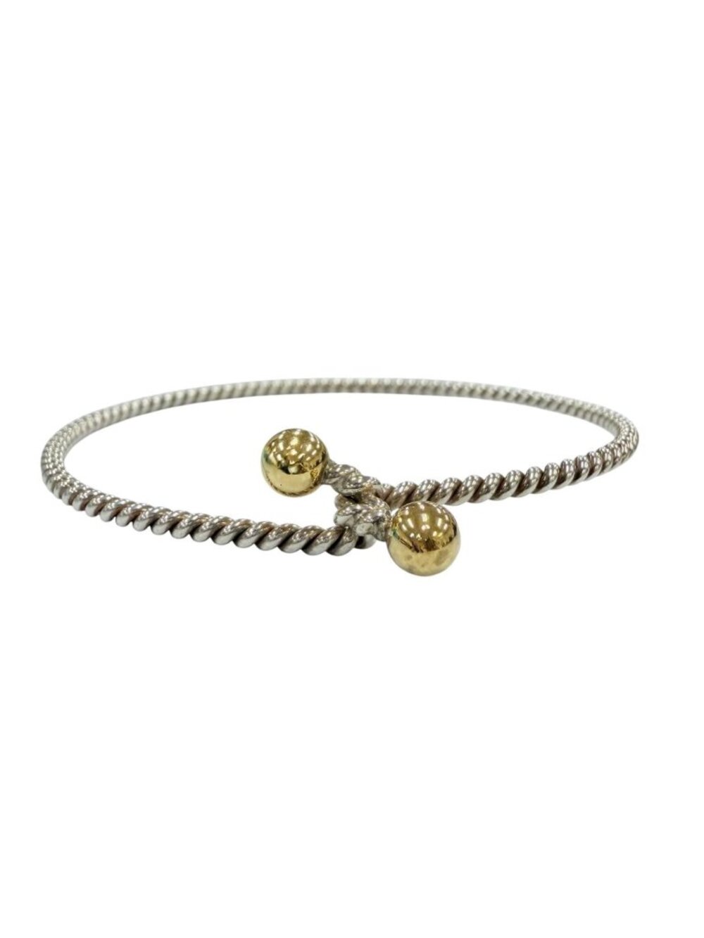 Tiffany & Co Double Eye Twist Bangle Bracelet Silver Yellow Gold